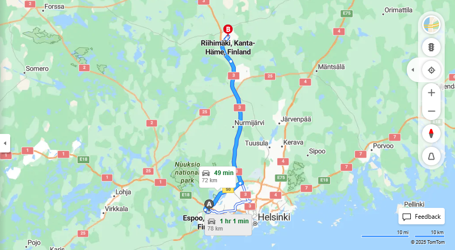 Espoo-Riihimaki: Etaisyys, Ajo, Liikkumis- ja Matkavaihtoehdot