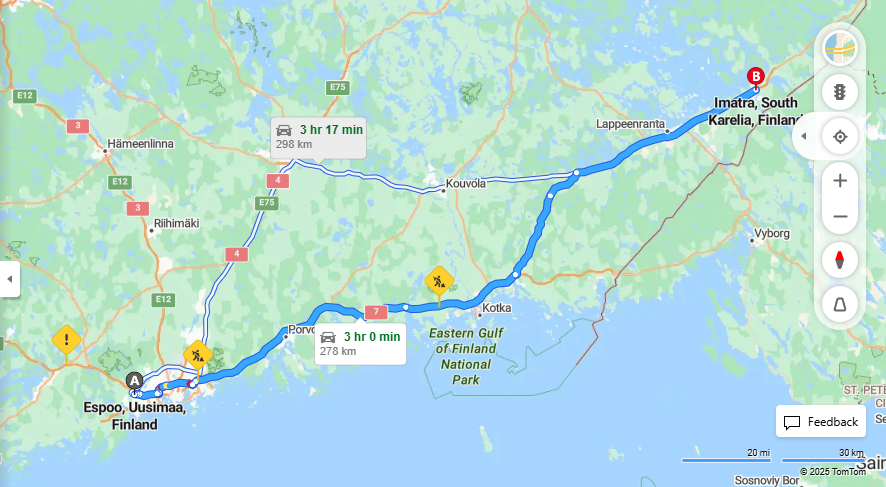 Espoosta Imatralle - Etaisyys, Ajo, Liikenne ja Matkustusvaihtoehdot