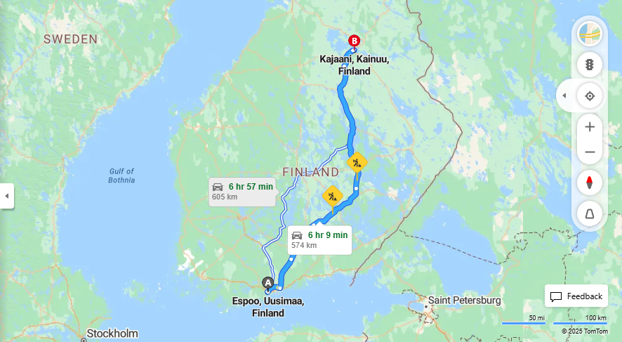 Espoosta Kajaaniin - Etaisyys, Ajo, Kuljetus ja Matkustusvaihtoehdot
