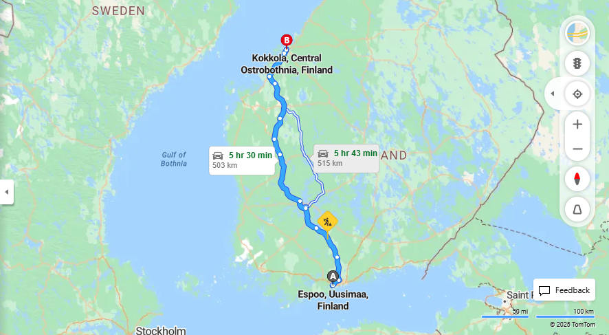 Espoosta Kokkolaan - Etaisyys, Ajaminen, Liikkumisvaihtoehdot ja Matkustaminen