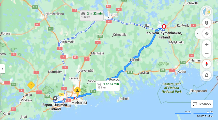 Espoosta Kouvolaan - Etaisyys, Ajo, Kuljetus ja Matkustamisvaihtoehdot