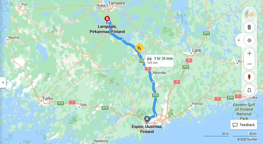Espoosta Lempaalaan - Etaisyys, Ajo, Kuljetus ja Matkustamisvaihtoehdot