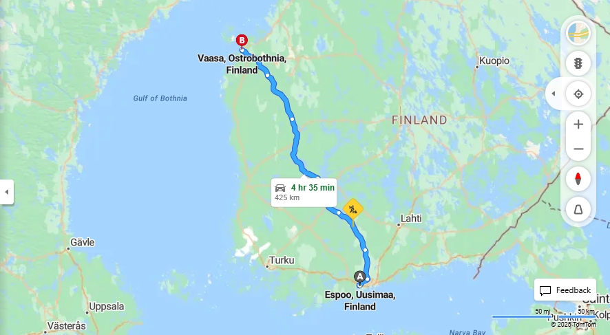 Espoosta Vaasaan - Etaisyys, Ajo, Kuljetus ja Matkavaihtoehdot