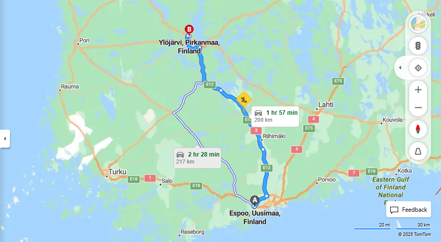 Espoosta Ylojarvelle - Etaisyys, Ajo, Kuljetus ja Matkustamisvaihtoehdot