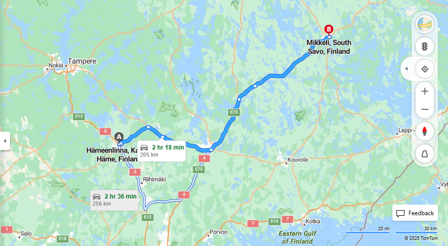 Hameenlinna - Mikkeli: Matka, Ajo, Kuljetus ja Matkavaihtoehdot