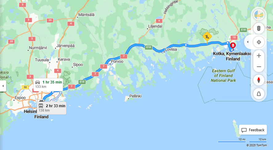 Helsingista Kotkaan - Etaisyys, Ajo, Liikkumisvaihtoehdot ja Matkustusmahdollisuudet