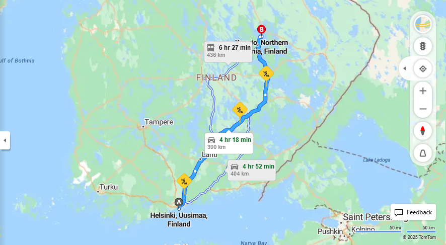 Helsingista Kuopioon - Etaisyys, Ajo, Liikenne ja Matkustusvaihtoehdot