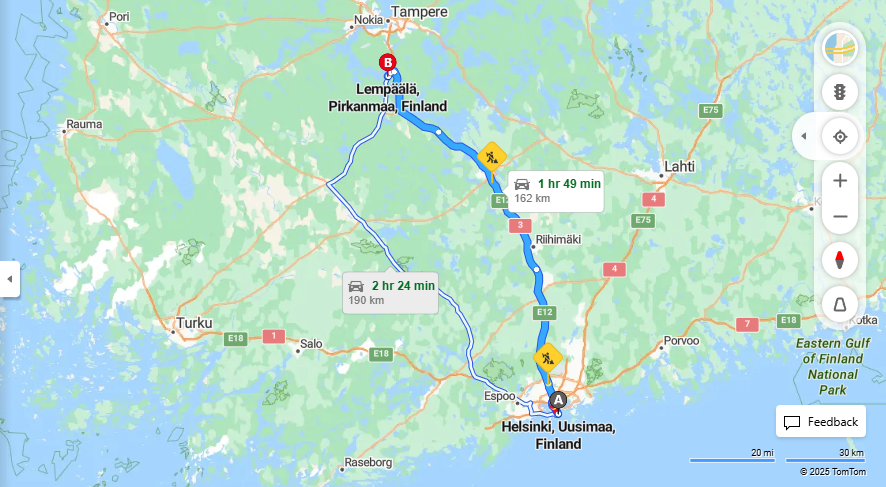 Helsingista Lempaalaan - Matka, Ajo, Kuljetus ja Matkustusvaihtoehdot