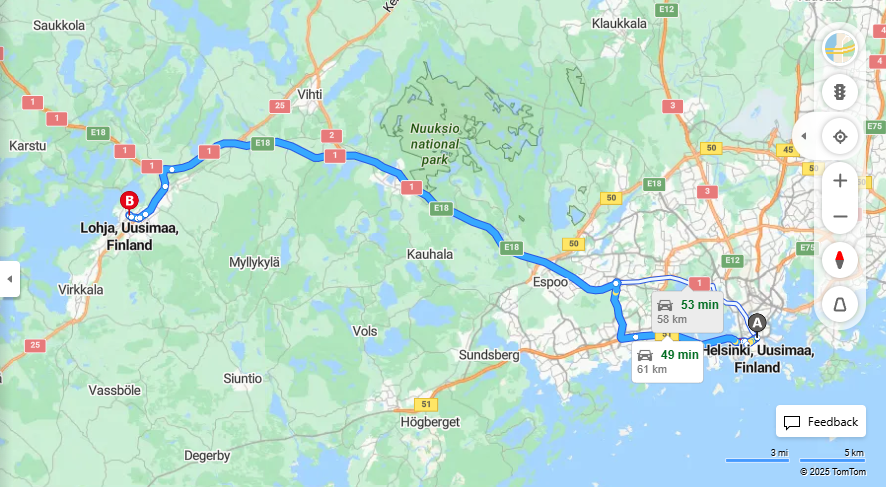 Helsingista Lohjalle - Etaisyys, Ajo, Kuljetus ja Matkustamisvaihtoehdot