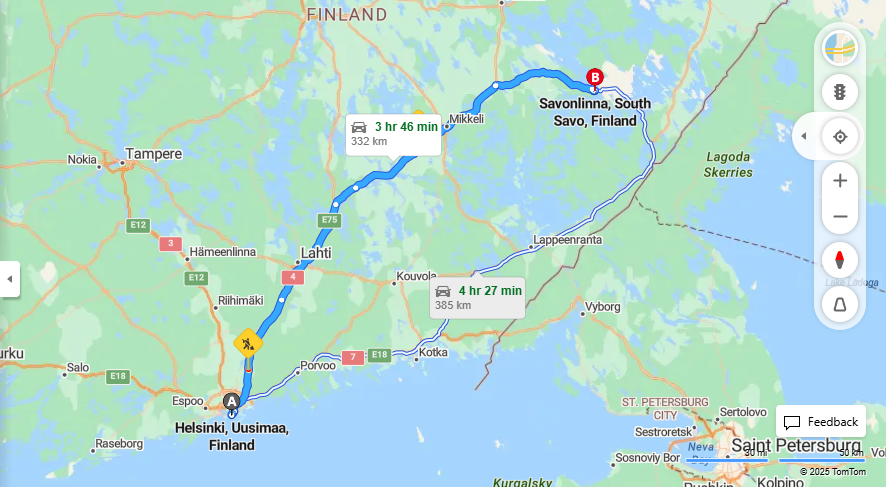 Helsingista Savonlinnaan - Etaisyys, Ajo, Liikenne ja Matkustusvaihtoehdot