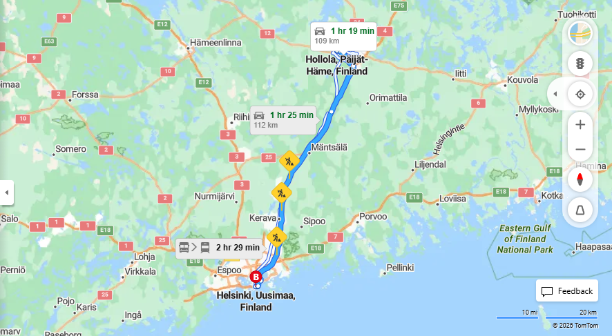 Hollolasta Helsinkiin - Etaisyys, Ajo, Kuljetus ja Matkustusvaihtoehdot
