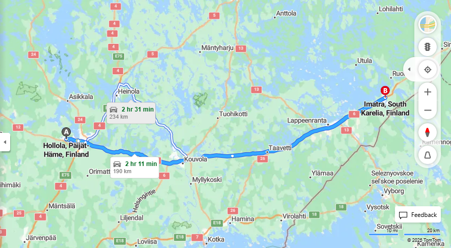 Hollolasta Imatralle - Etaisyys, Ajaminen, Liikkuminen ja Matkustusvaihtoehdot