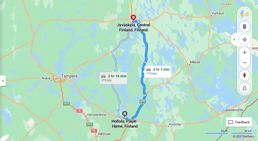 Hollolasta Jyvaskylaan - Etaisyys, Ajaminen, Liikenne ja Matkustusvaihtoehdot
