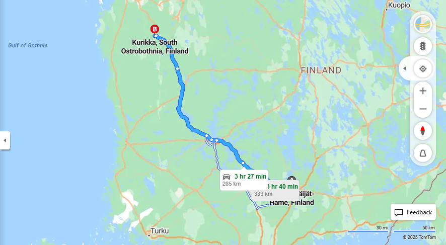 Hollolasta Kurikkaan - Etaisyys, Ajomatka, Kuljetus ja Matkustusvaihtoehdot