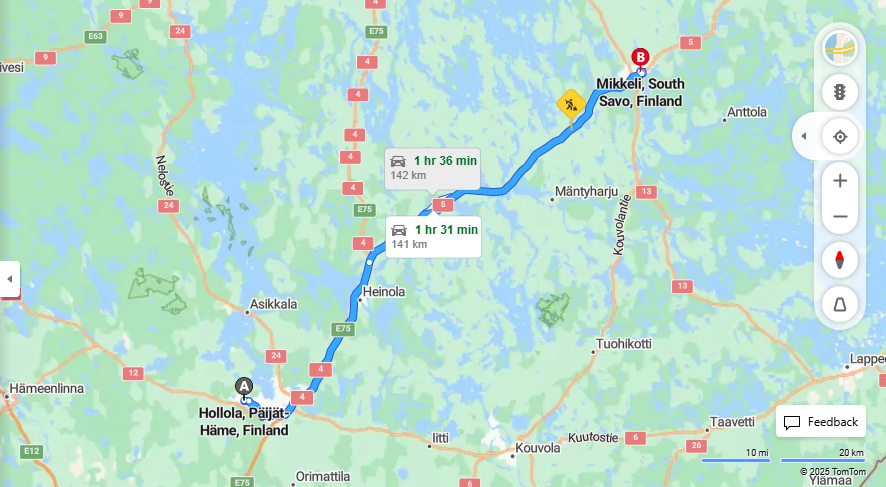 Hollolasta Mikkeliin - Etaisyys, Ajo, Liikenne ja Matkustamisvaihtoehdot