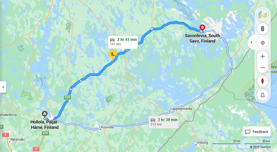 Hollolasta Savonlinnaan - Valimatka, Ajo, Kuljetus ja Matkustusvaihtoehdot