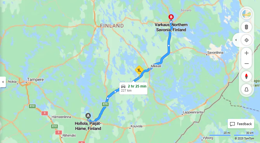 Hollolasta Varkauteen - Etaisyys, Ajo, Kuljetus ja Matkavaihtoehdot