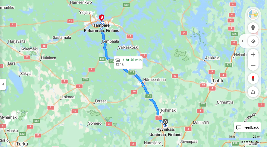 Hyvinkaasta Tampereelle - Etaisyys, Ajo, Kuljetus ja Matkustamisvaihtoehdot