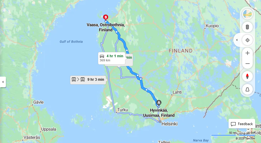 Hyvinkaasta Vaasaan - Etaisyys, Ajo, Kuljetus ja Matkustusvaihtoehdot