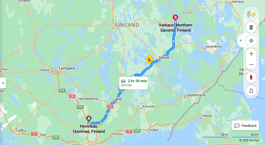 Hyvinkaasta Varkauteen - Etaisyys, Ajaminen, Kuljetus ja Matkavaihtoehdot