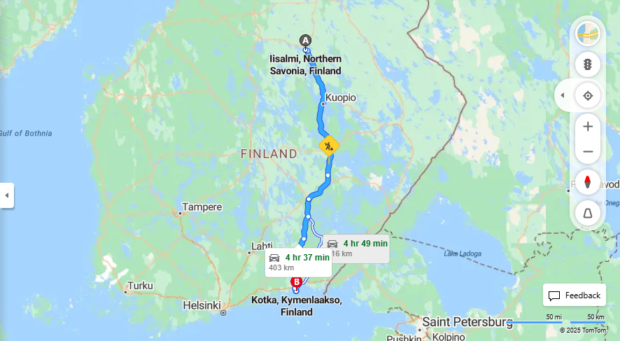 Iisalmi - Kotka: Etaisyys, Ajo, Kuljetus ja Matkustusvaihtoehdot
