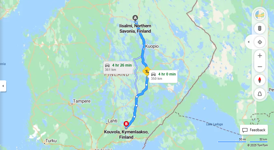Iisalmi - Kouvola: Etaisyys, Ajo, Kuljetus ja Matkustusvaihtoehdot