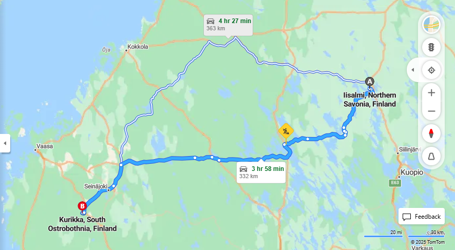 Iisalmi - Kurikka: Etaisyys, Ajo, Kuljetus ja Matkavaihtoehdot