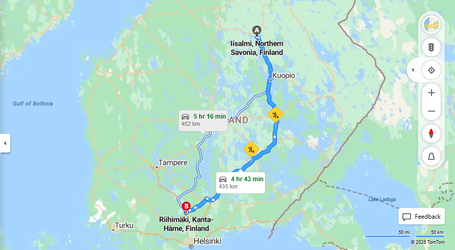 Iisalmi - Riihimaki: Matka, Ajo, Liikenne ja Matkustusvaihtoehdot