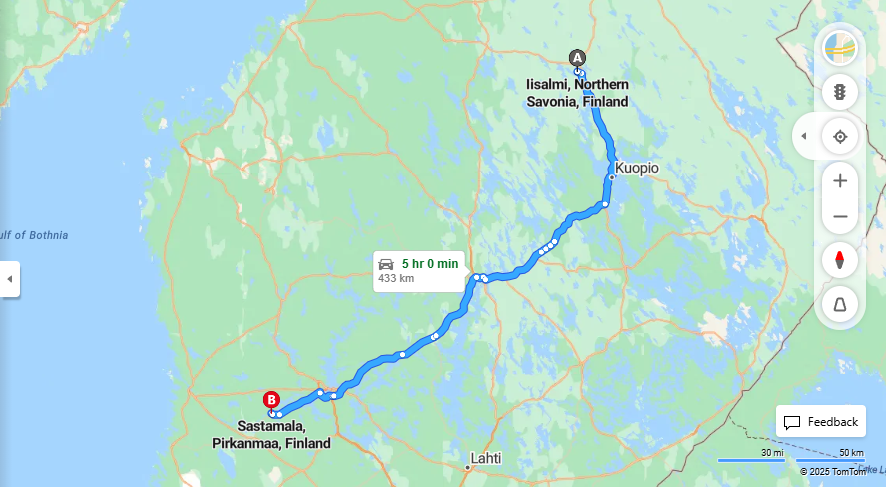 Iisalmi - Sastamala: Matka, Kulkeminen ja Kuljetusmahdollisuudet
