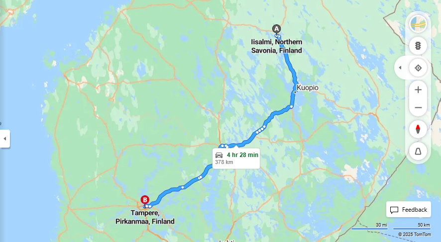 Iisalmi-Tampere: Etaisyys, Kuljetus ja Matkavaihtoehdot