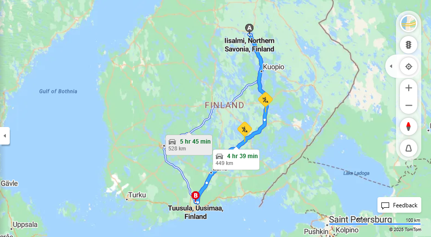 Iisalmi - Tuusula: Matkan Pituus, Ajaminen, Kuljetusvaihtoehdot ja Matkustaminen