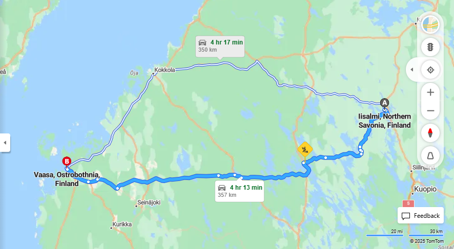 Iisalmi-Vaasa: Matkustaminen, Etaisyydet ja Liikkumisvaihtoehdot