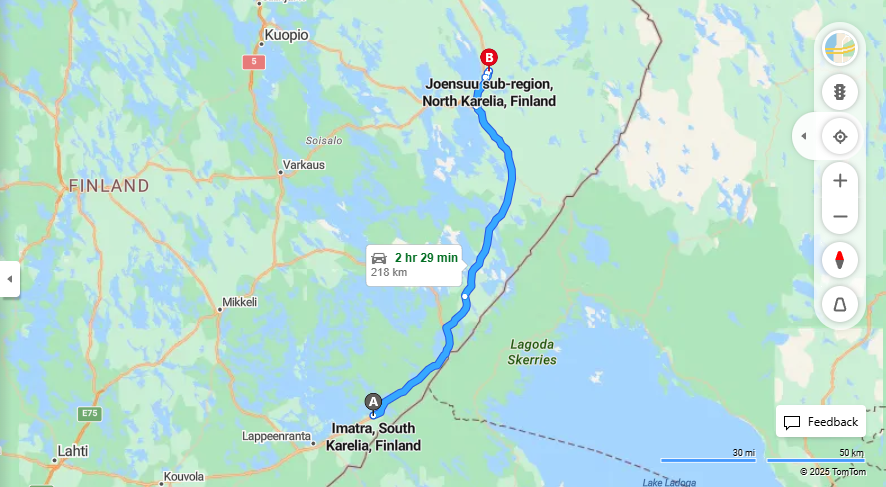 Imatralta Joensuuhun - Etaisyys, Ajo, Kuljetus ja Matkustusvaihtoehdot