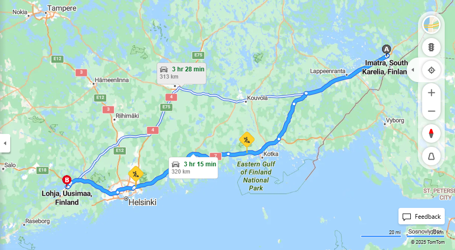 Imatralta Lohjalle - Etaisyys, Ajo, Kuljetus ja Matkustamisvaihtoehdot