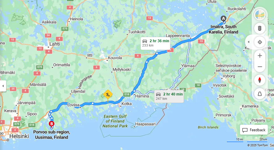 Imatralta Porvooseen - Etaisyys, Ajaminen, Kuljetus ja Matkustusvaihtoehdot