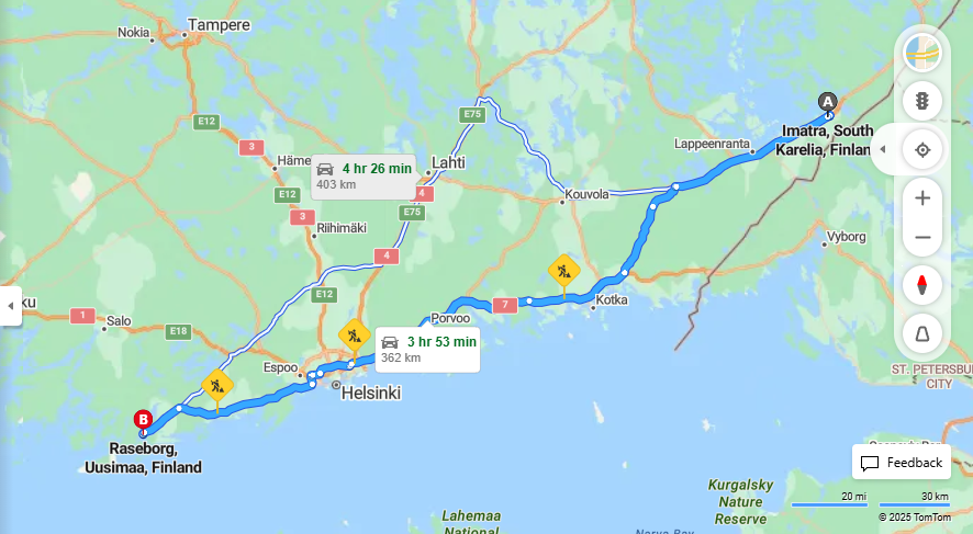 Imatralta Raseborgiin - Matka, Ajo, Kuljetus ja Matkustusmahdollisuudet
