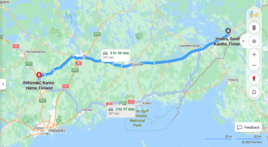 Imatralta Riihimaelle - Etaisyys, Ajo, Kuljetus ja Matkustusvaihtoehdot
