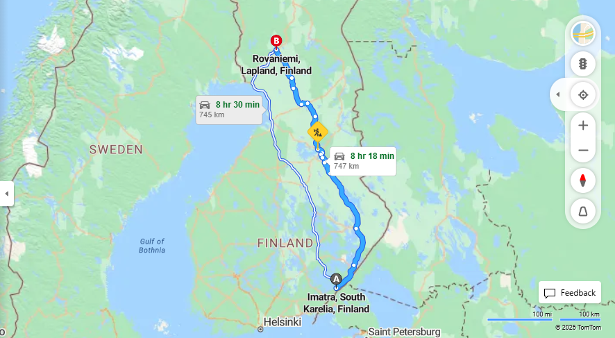Imatralta Rovaniemelle - Etaisyys, Ajo, Kuljetus ja Matkustamisvaihtoehdot