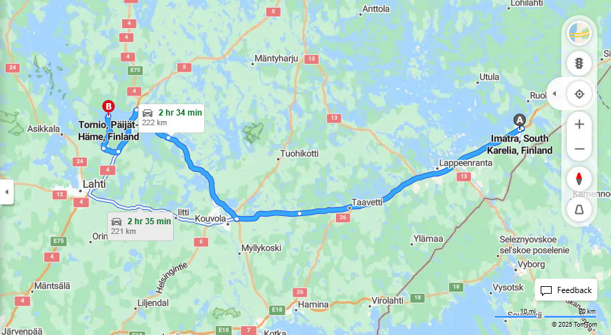 Imatralta Tornioon - Etaisyys, Ajo, Kuljetus ja Matkustusvaihtoehdot