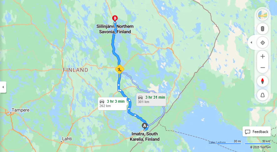 Imatran ja Siilinjarven valinen matka: Etaisyys, ajo, liikenne ja matkustusvaihtoehdot