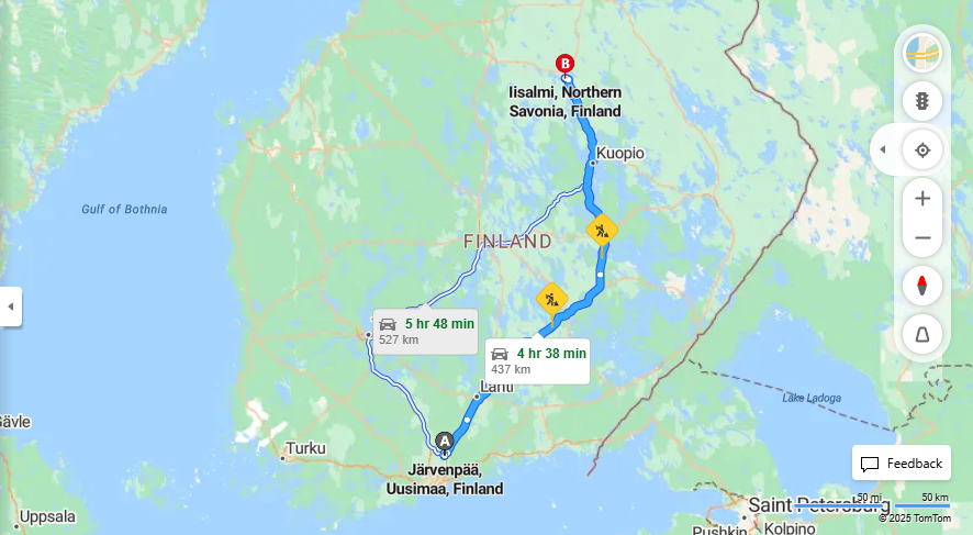 Jarvenpaasta Iisalmeen - Vali, Ajomatka, Kuljetus ja Matkustusmahdollisuudet