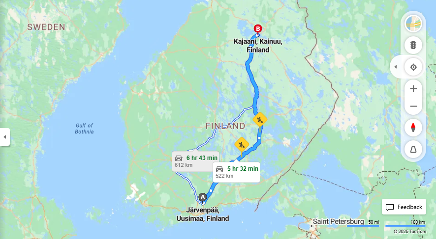 Jarvenpaasta Kajaaniin - Etaisyys, Ajo, Kuljetus ja Matkustusvaihtoehdot