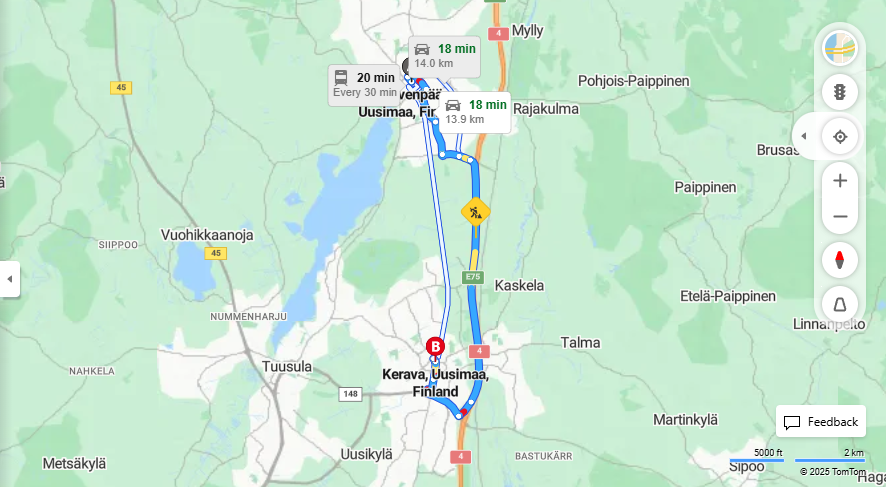 Jarvenpaasta Keravalle - Matka, Ajo, Kuljetus ja Matkustamisvaihtoehdot