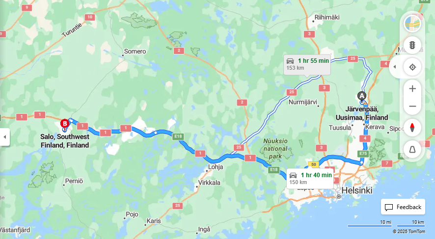 Jarvenpaasta Saloon - Etaisyys, Ajo, Kuljetus ja Matkustusvaihtoehdot