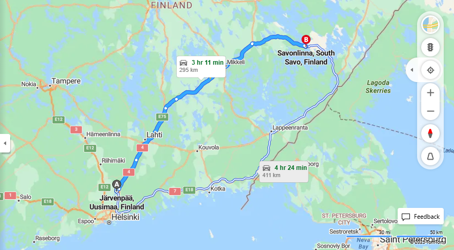 Jarvenpaasta Savonlinnaan - Etaisyys, Ajo, Kuljetus ja Matkustusmahdollisuudet