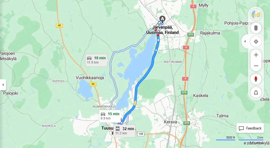 Jarvenpaasta Tuusulaan - Etaisyys, Ajo, Kuljetus ja Matkustusvaihtoehdot