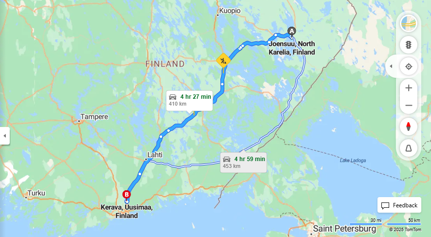 Joensuusta Keravalle - Etaisyys, Ajaminen, Kuljetus ja Matkavaihtoehdot