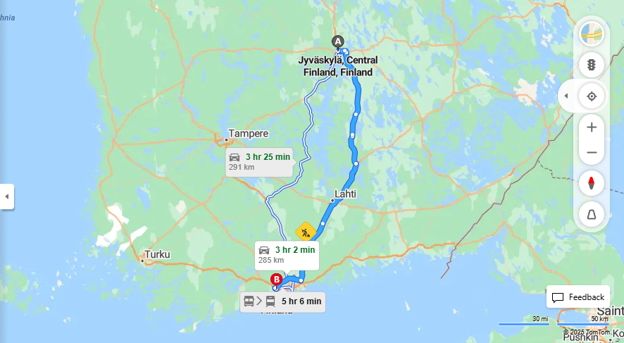 Jyvaskylasta Espooseen - Etaisyys, Ajo, Kuljetus ja Matkustusvaihtoehdot
