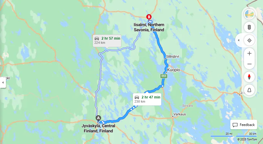 Jyvaskylasta Iisalmeen - Matkustamisen vaihtoehdot ja etaisyydet