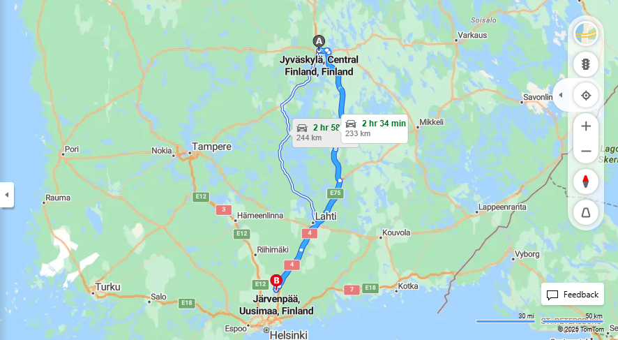 Jyvaskylasta Jarvenpaahan - Etaisyys, Ajo, Kuljetus ja Matkustusvaihtoehdot